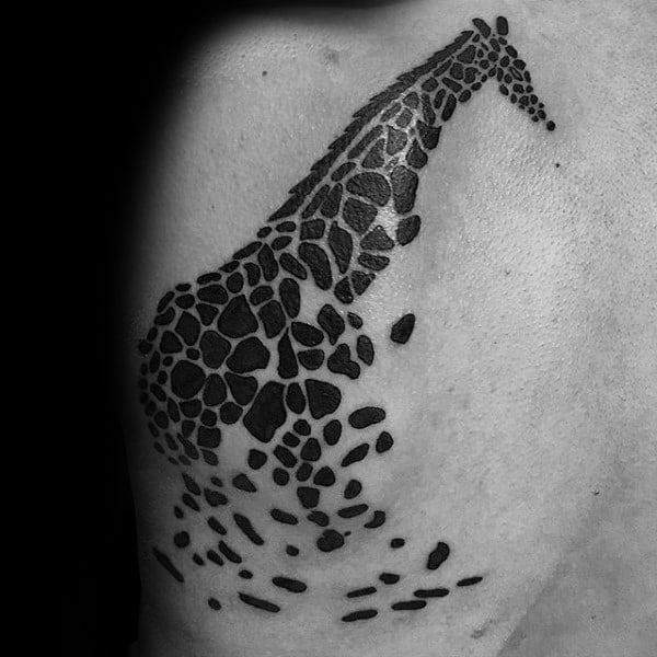 Giraffe Pattern Mens Black Ink Upper Arm Tattoos
