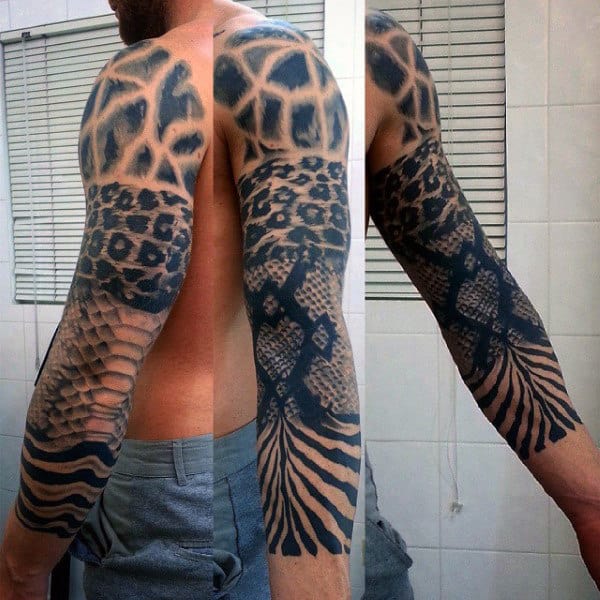 Giraffe Pattern Mens Sleeve Tattoo Designs