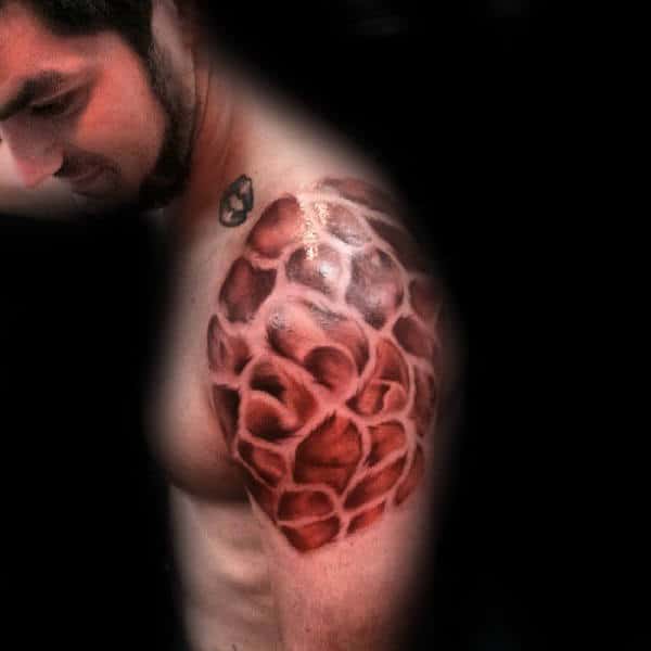 Giraffe Pattern Shoulder Tattoos For Males