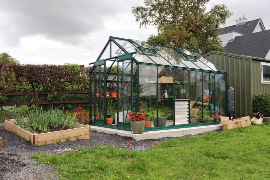 glass greenhouse backyard green shed wood planter box