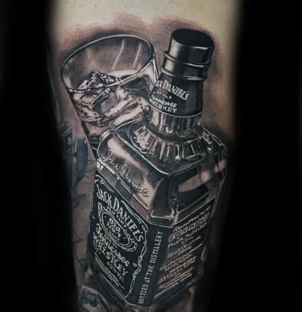 Glass Jack Daniels Bottle Mens Arm 3d Tattoos