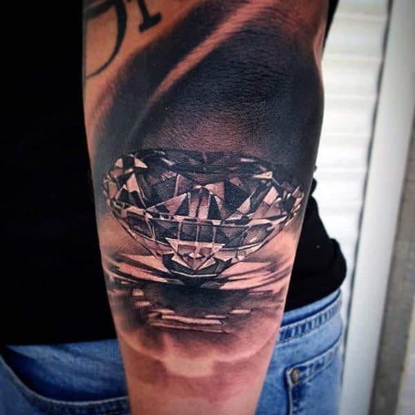 Gleaming Mens Outer Forearm Diamond Tattoo Ideas