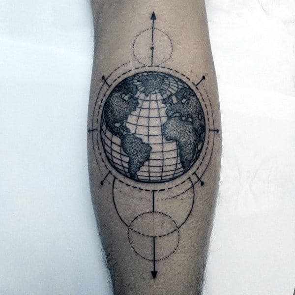 Globe Circle Tattoos For Men