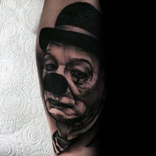 Gloom Looking Clown Mens Arm Tattoos
