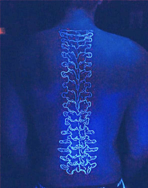 Glow In The Dark Uv Ink Spine Tattoo For Men