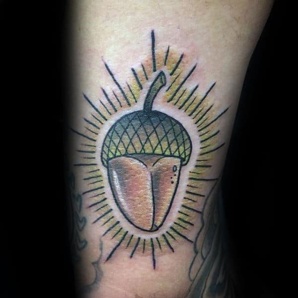 Glowing Acorn Mens Forearm Tattoos