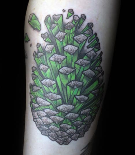 Glowing Green Pine Cone Mens Arm Tattoos
