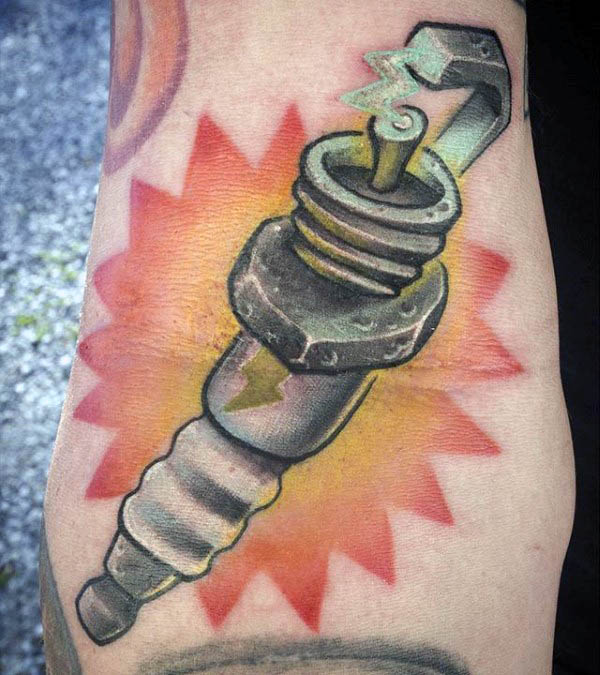 Glowing Guys Spark Plug 3d Tattoo Designs