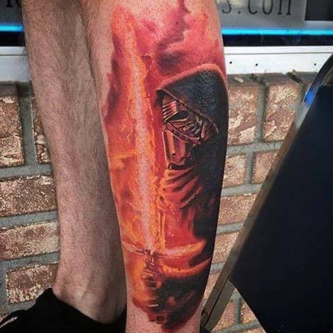 Glowing Lightsaber Leg Sleeve Mens Tattoos