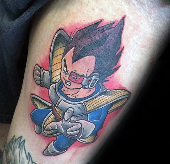 Glowing Red Vegeta Mens Arm Tattoo