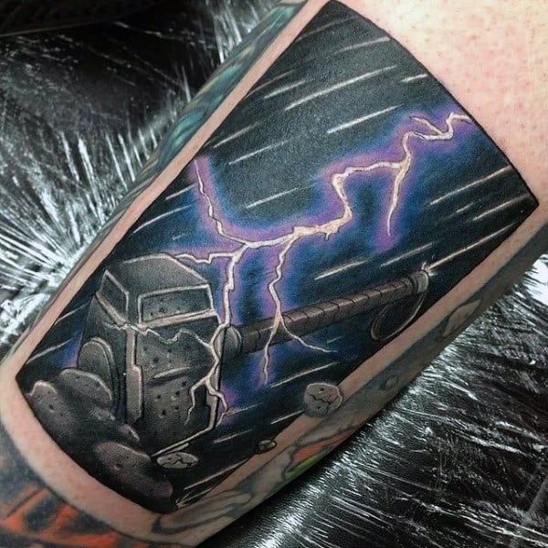 God Of Thunder Mens Mjolnir Arm Tattoos