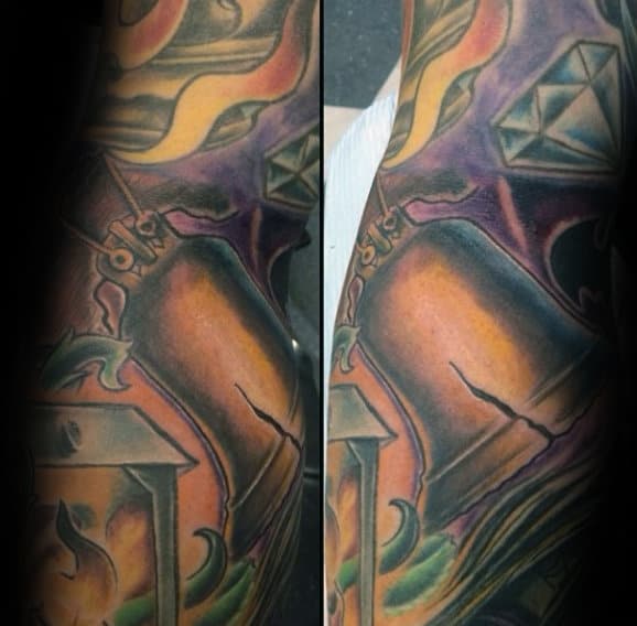 Gold Liberty Bell Male Sleeve Tatoos