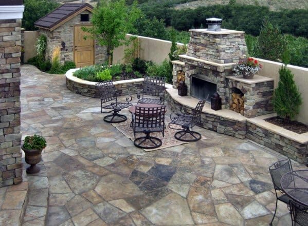 Good Ideas For Giant Flagstone Patio With Fireplace