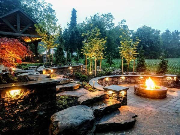 fireplace ground and seating lights