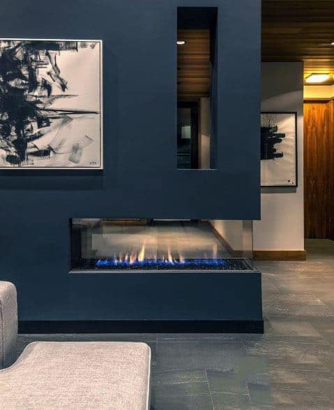 corner linear fireplace