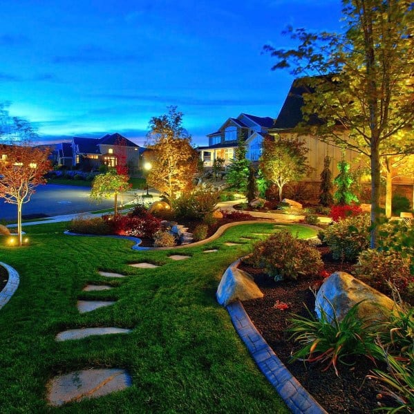 flagstone grass steps 