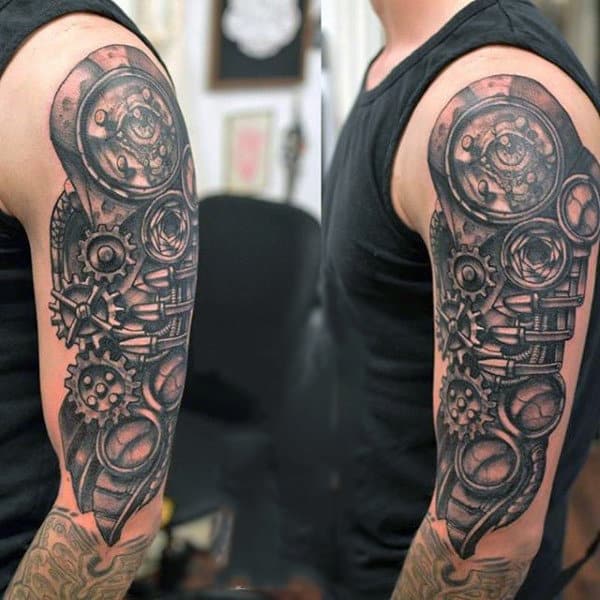 Gorgeous Steampunk Tattoos Mens Upper Arms