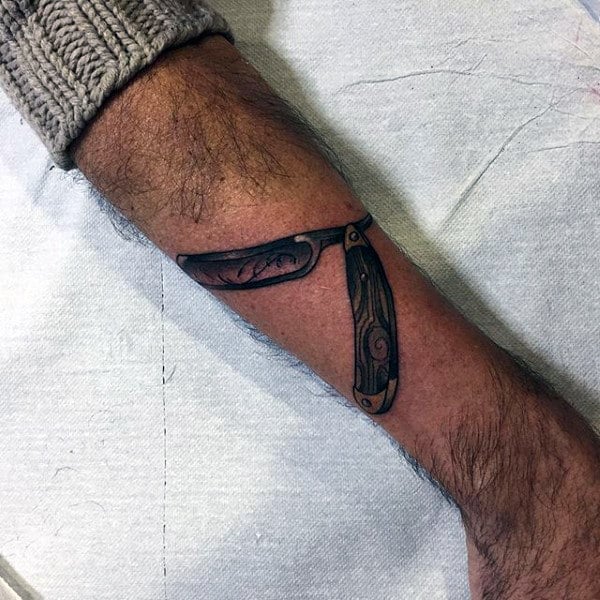 Gorgeous Straight Razor Tattoo Male Forearms