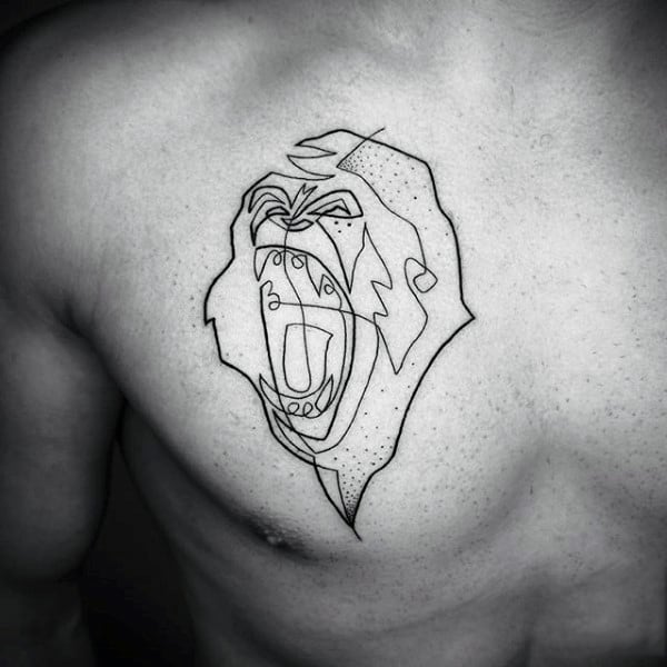 Gorilla Chest Tattoo Out Lines For Men