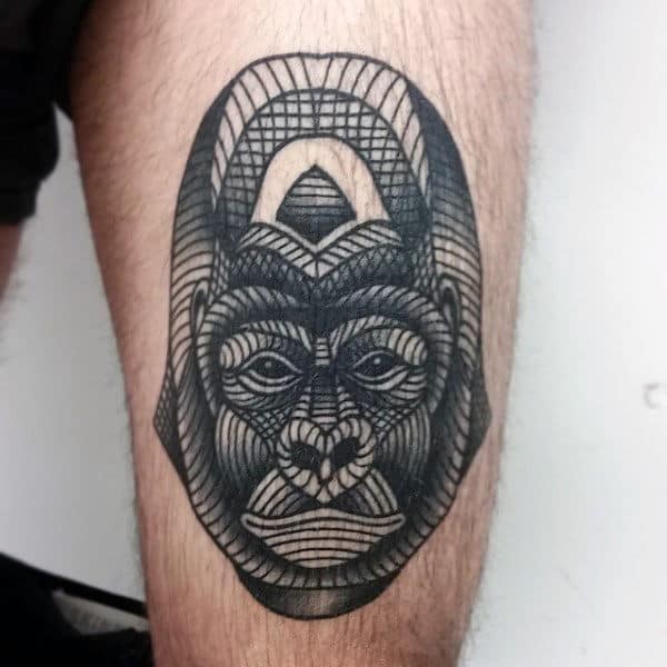Gorilla Line Work Mens Tattoo On Tigh