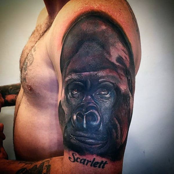 Gorilla Upper Arm Guys Tattoo Designs