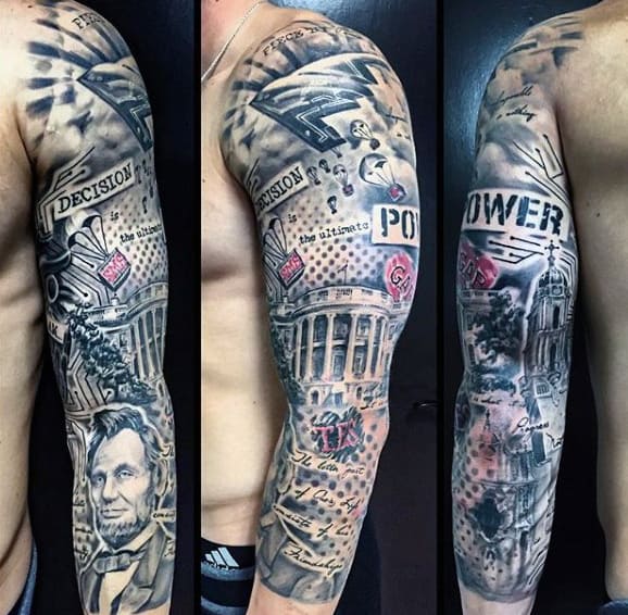 Goverment American Trash Polka Guys Sleeve Tattoos