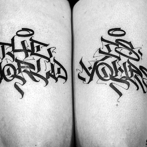 Graffiti Lettering Mens The World Is Yours Arm Tattoo