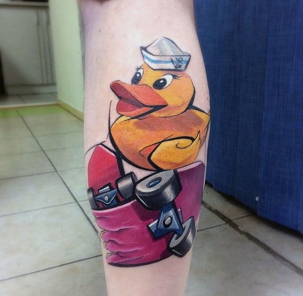 Graffiti Rubber Duck Artistic Male Skateboard Tattoo Designs