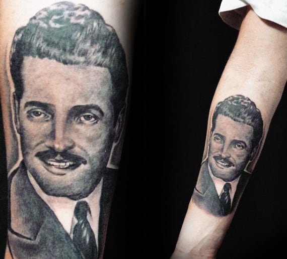 Grandfather Wearing Suit And Tie Mens Memorial Forearm Tattoo