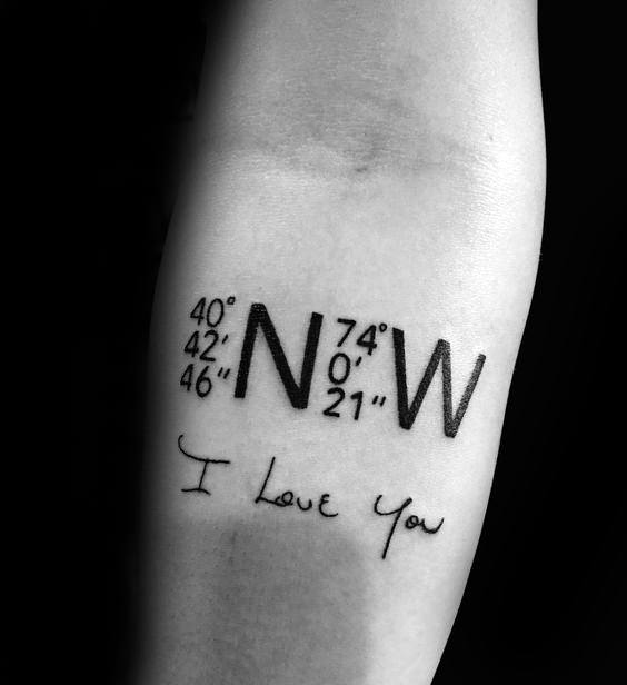 Grandpa Home Geo Coordinates Mens Inner Forearm Tattoo