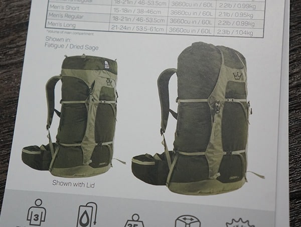 Granite Gear Crown2 60 Pack With And Without Lid