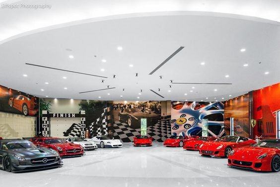 large luxury garage car print wallpaper ferrari mercedes 