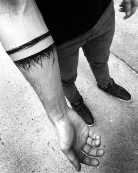 Grass Black Band Mens Forearm Tattoos