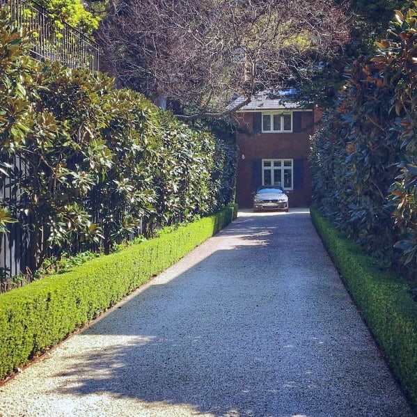 Gravel Driveway Ideas With Hedges Border