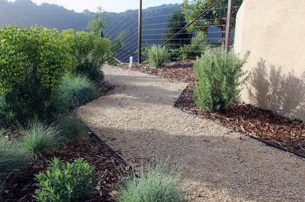 mulch side landscape on gravel path