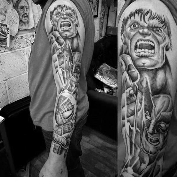 Gray Spiderman Tattoo Mens Full Sleeves