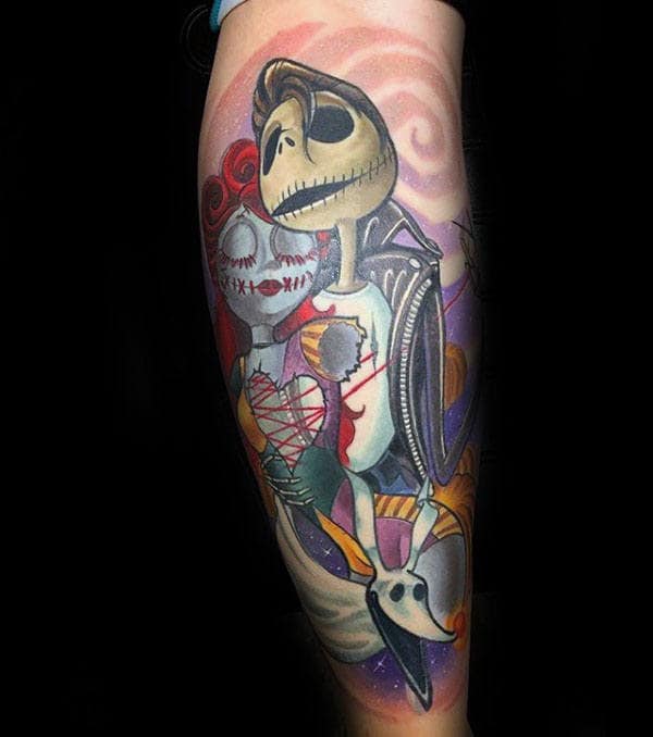 Greaser Night Before Christmas Mens Creative Leg Tattoos