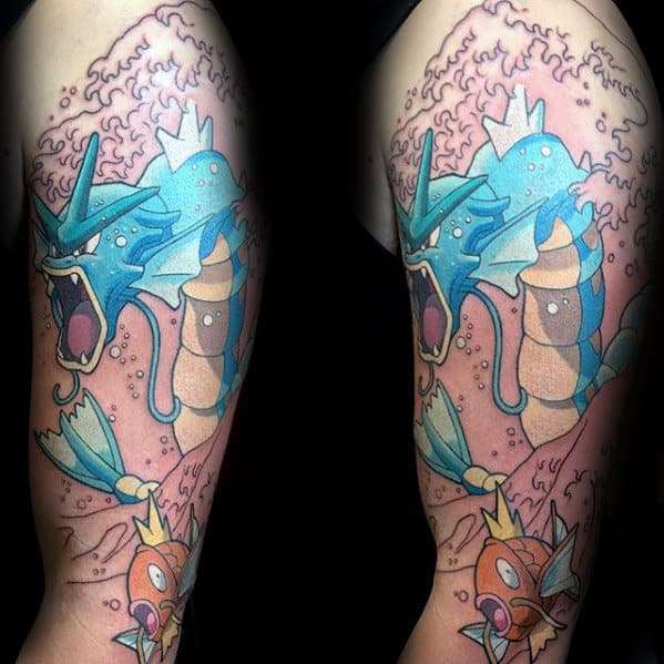 Great Wave Gyarados Guys Arm Tattoos