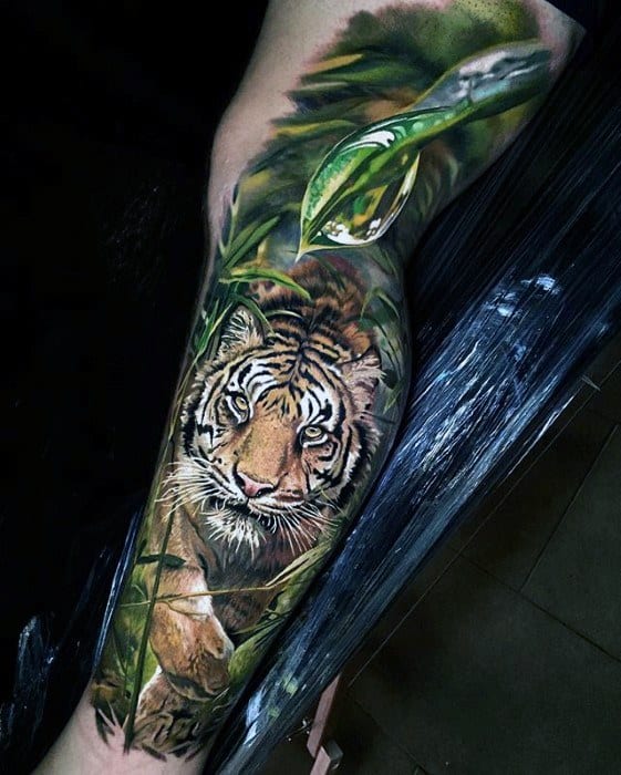 Greatest Tattoo Tiger Designs For Men On Leg