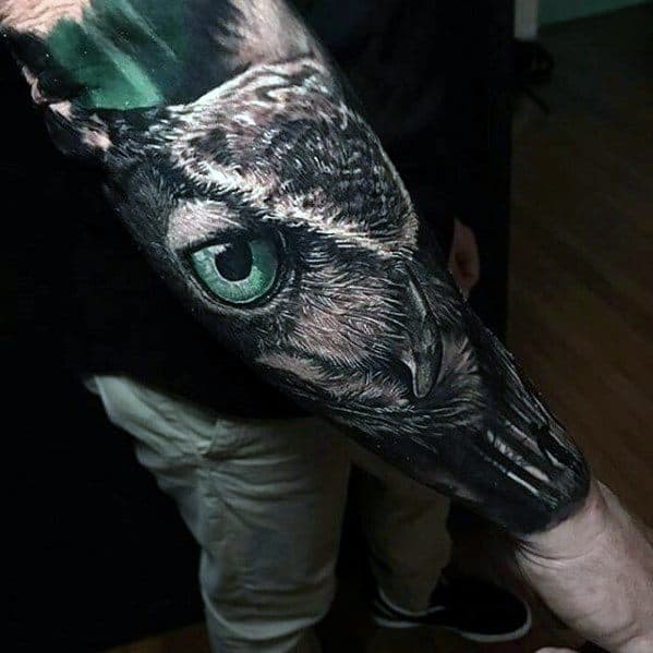 Greatest Tattoos Men Owl Forearm Sleeve