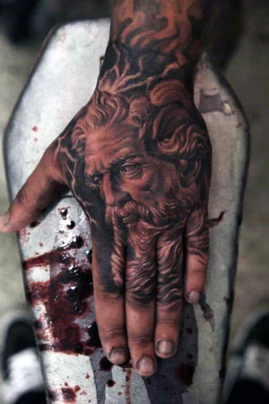 Greek God Apollo Men's Hand Tattoos