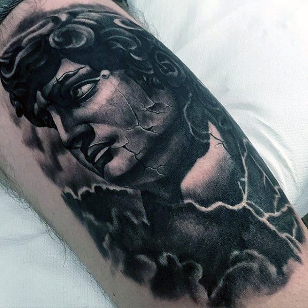 Greek God Awesome Mens Thigh Tattoo Design Ideas