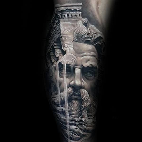 Greek God Leg 3d Realistic Morph Mens Tattoo Designs