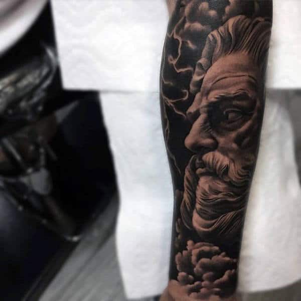 Greek God Male Forearm Sleeve Tattoos