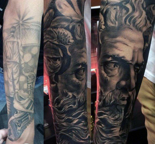 Greek God Mens Tattoo Cover Up Forearm Sleeve