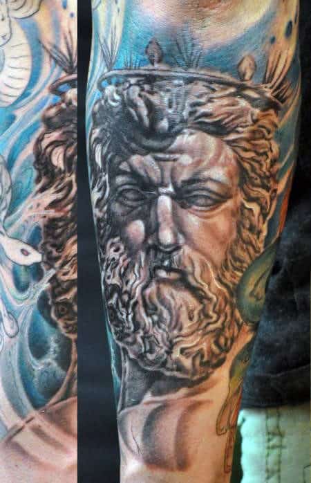 Greek Gods Poseidon Men's Tattoo On Arm
