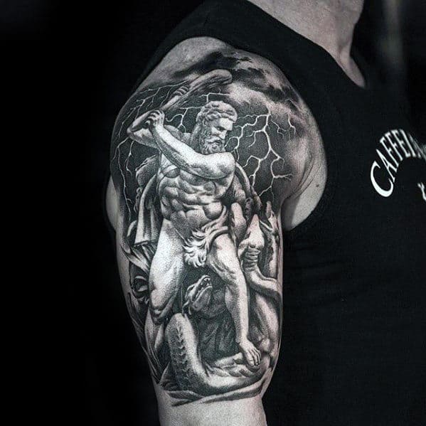 Greek Mythology Mens Sweet Half Sleeve Shaded Tattoos