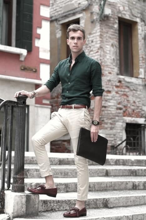 Green Dress Shirt What To Wear With Khaki Pants Outfits Outfits For Men