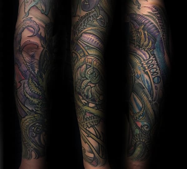 Green Fern Mens Full Sleeve Tattoos