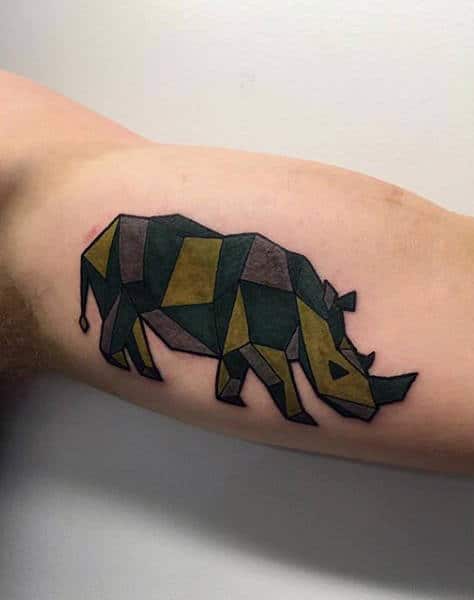 Green Ink Rhino Abstract Guys Geometric Tattoo Ideas